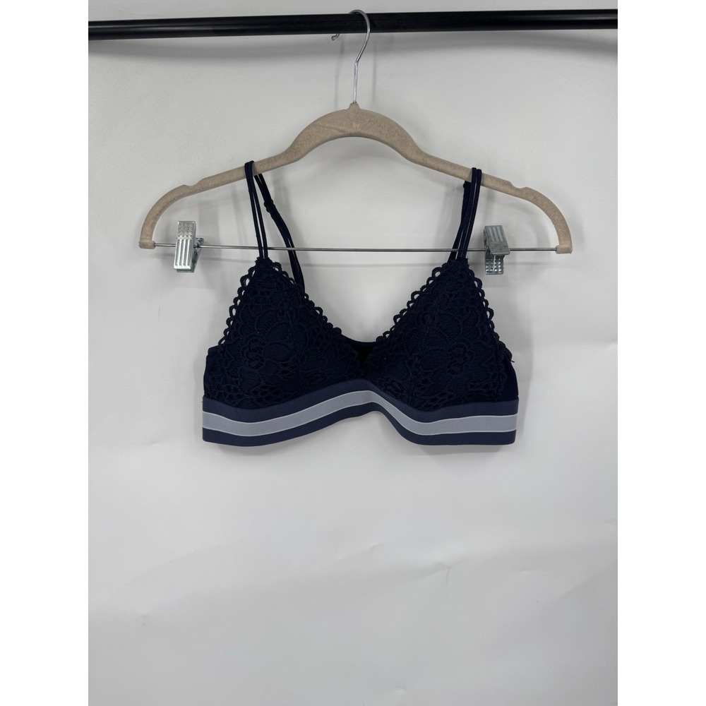 Aerie Lace Bralette Women M Navy Athleisure Padded Preppy Coquette Whimsigoth